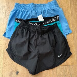 Nike Pro 2-in-1 Dri Fit Blue Black Gym Size Large Spandex Running Athletic